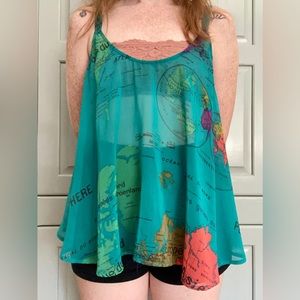 Map of the world sheer top